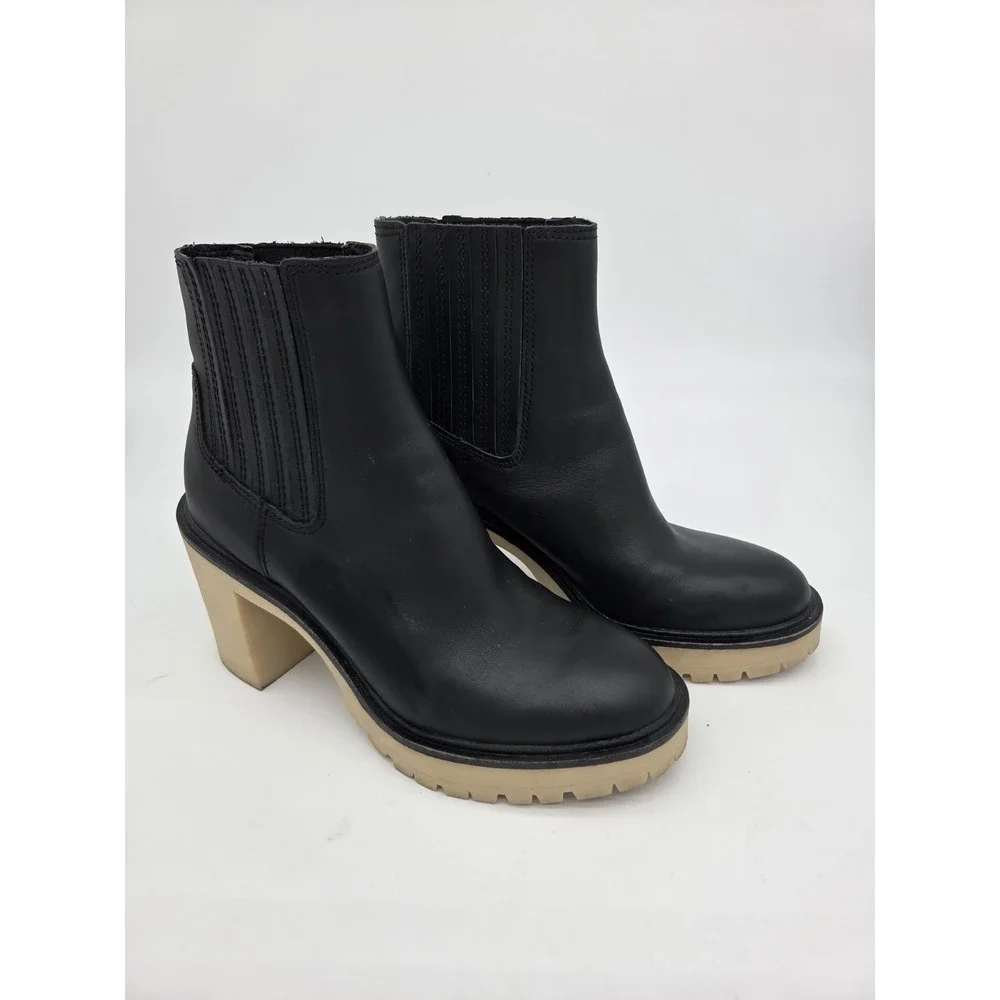 Dolce Vita Women's Leather 8.5 Caster  Boot Black Platform‎ Chunky Whimsigoth
